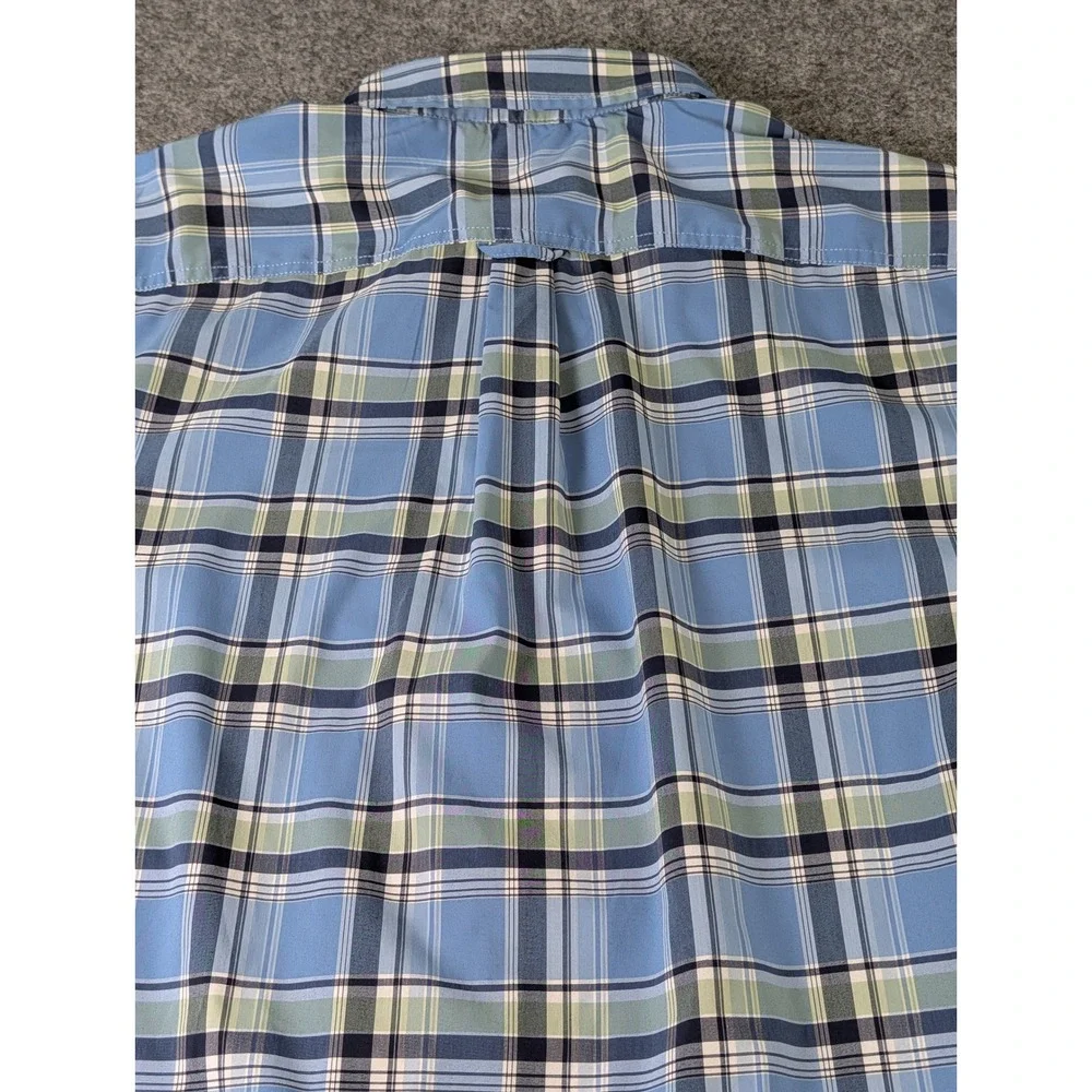 Pacific Outfitters Mens XL Active Stretch Blue Plaid Hiking Shirt Long Sleeve